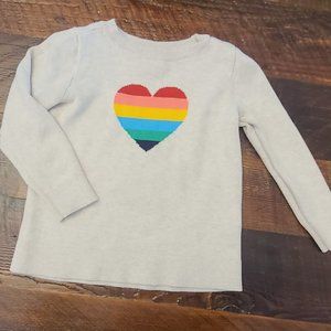 GAP kids rainbow heart sweater